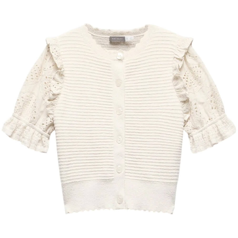 Mint Velvet Cream Broderie Sleeve Cardigan